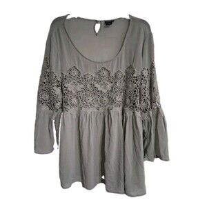 Women's Torrid Sheer Blouse Tunic Top Size 2 (16) Sage